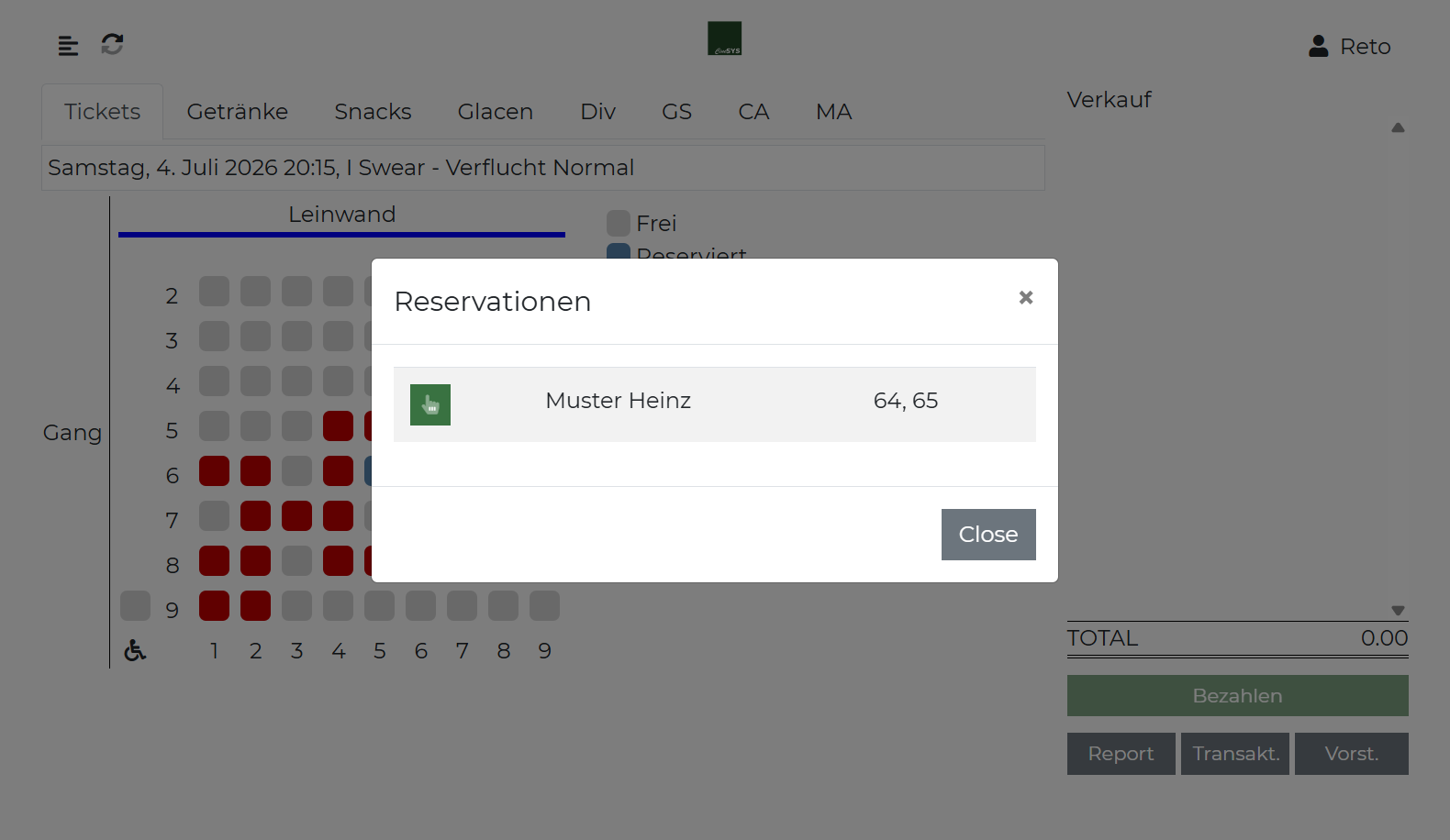 Übersicht der Reservationen